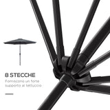 easycomfort easycomfort ombrellone da giardino 3x2 5 m inclinabile con manovella in metallo e poliestere grigio scuro