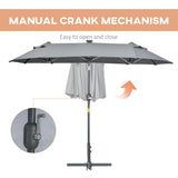 easycomfort easycomfort ombrellone doppio con base a crocee luci solari 295x150x219cm grigio