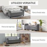 easycomfort easycomfort panca fondo letto in tessuto vellutato con spazio portaoggetti e braccioli 126x48 5x57 cm grigio