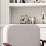 easycomfort easycomfort poltrona a dondolo in tessuto effetto lino e legno con braccioli e cuscini 66x78x76 cm beige e marrone