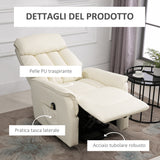 easycomfort easycomfort poltrona elettrica alzapersone reclinabile 145 poltrona relax elettrica in pelle pu con telecomando tasche laterali e poggiapiedi integrato crema ean 8055776913964