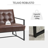 easycomfort easycomfort poltrona imbottita stile industriale trapuntata a bottoni arredamento moderno poltroncina da ingresso in metallo e pu 75x81x78cm marrone