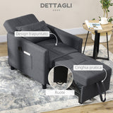 easycomfort easycomfort poltrona letto singolo reclinabile su 3 livelli con cuscino extra 69x82x85cm grigio