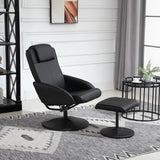easycomfort easycomfort poltrona relax reclinabile con pouf poggiapiedi abbinato e rivestimento in finta pelle nero