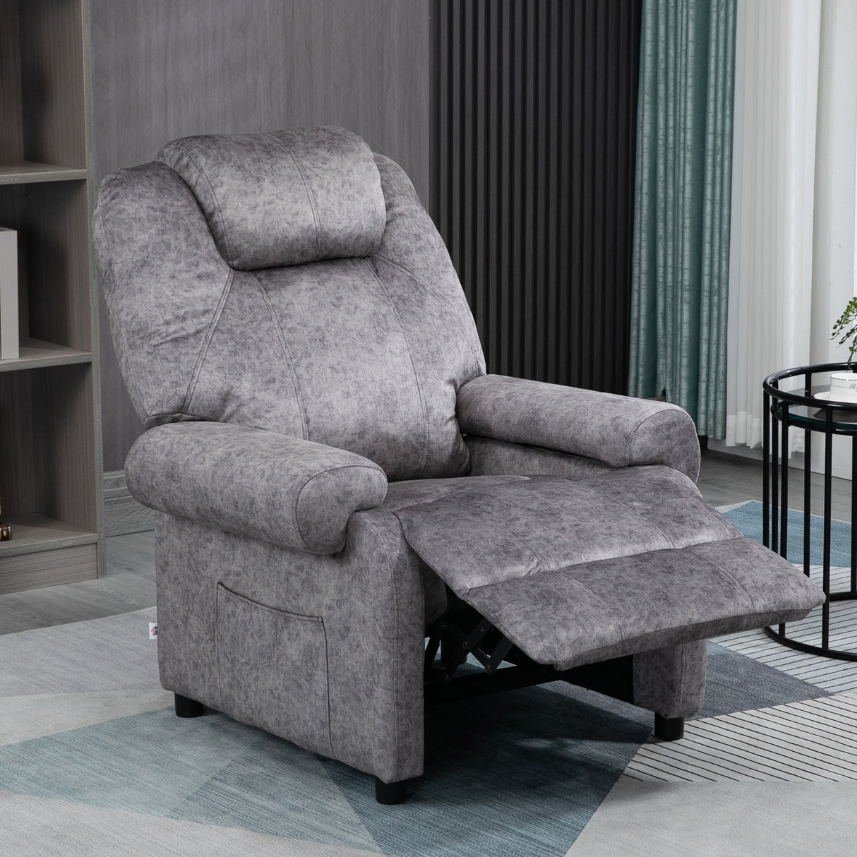 easycomfort easycomfort poltrona relax reclinabile manualmente in tessuto con imbottitura extra grigio