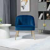 easycomfort easycomfort poltroncina da camera in velluto con gambe in acciaio dorate 65x64x77cm blu scuro