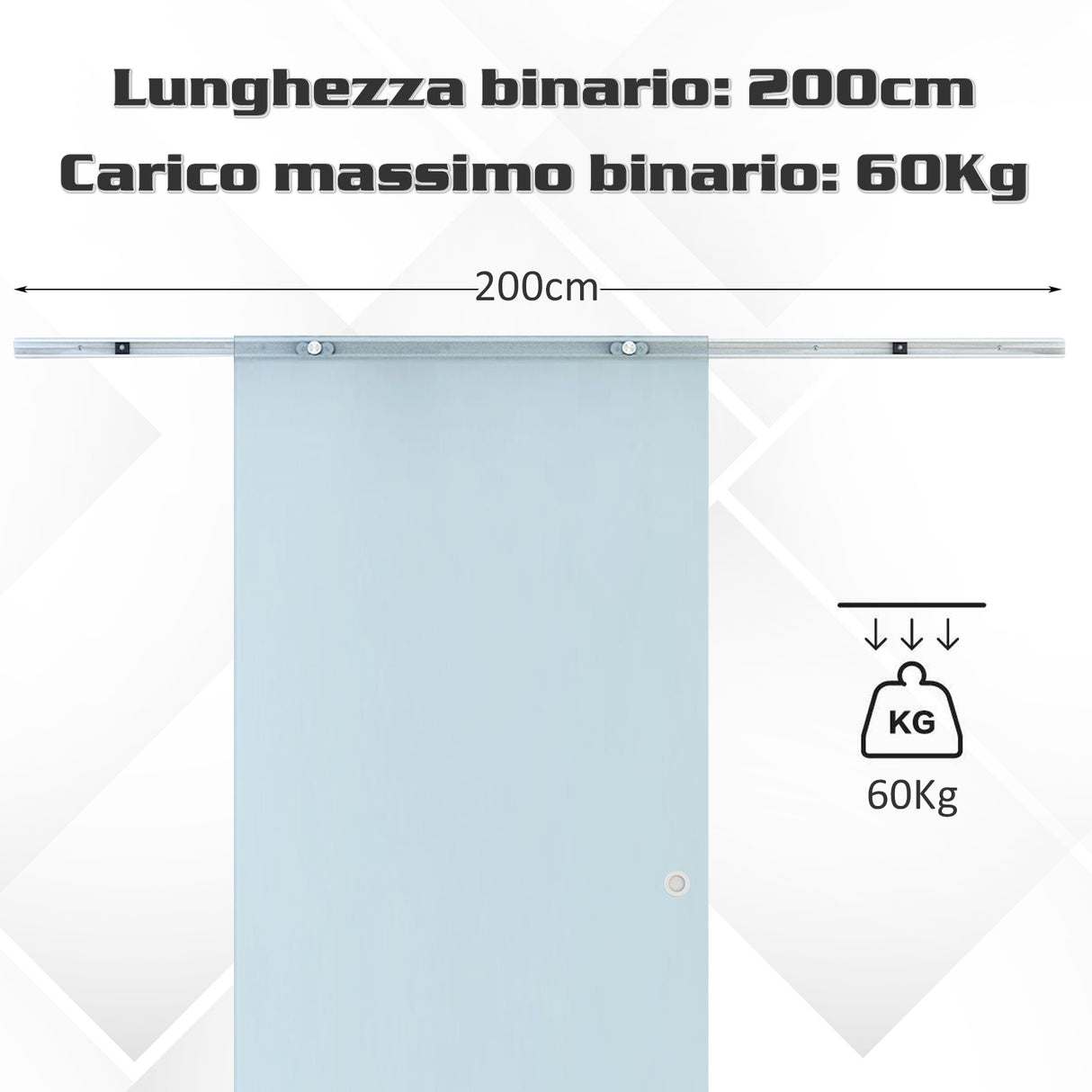 easycomfort easycomfort porte scorrevoli in vetro satinato da interni con binario b3 in alluminio per bagno cucina studio 205x90x08cm ean 8055776911267