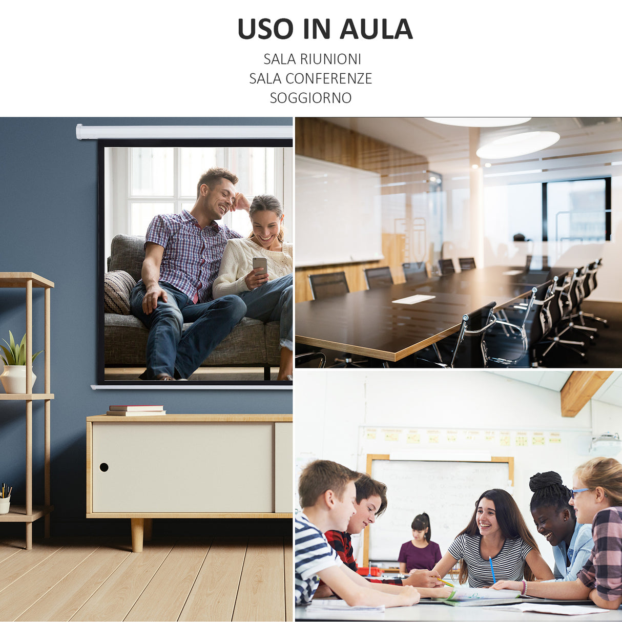 easycomfort easycomfort schermo per proiettore 100 pollici formato 43 regolabile con telecomando schermo di proiezione motorizzato compatto 203x152 cm bianco ean 8054144130989