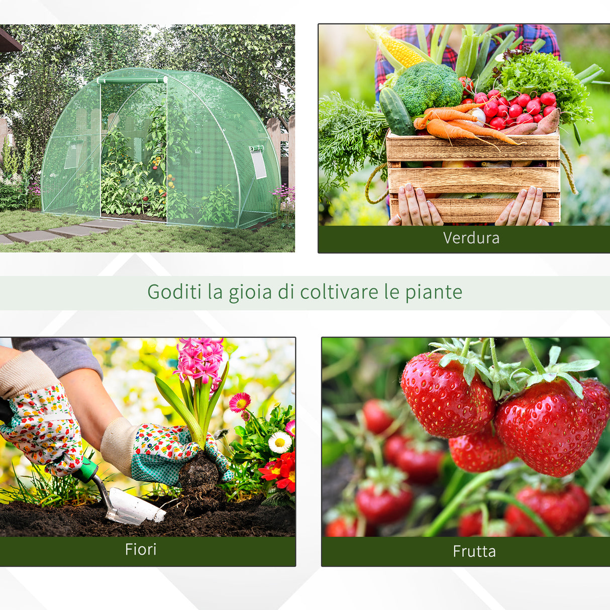 easycomfort easycomfort serra a tunnel con porta avvolgibile e finestre copertura pe e struttura in acciaio 1 5x3x2m verde