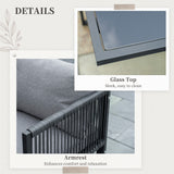 easycomfort easycomfort set da giardino 5 pezzi in rattan 4 sedie da giardino e tavolo da pranzo con piano in vetro