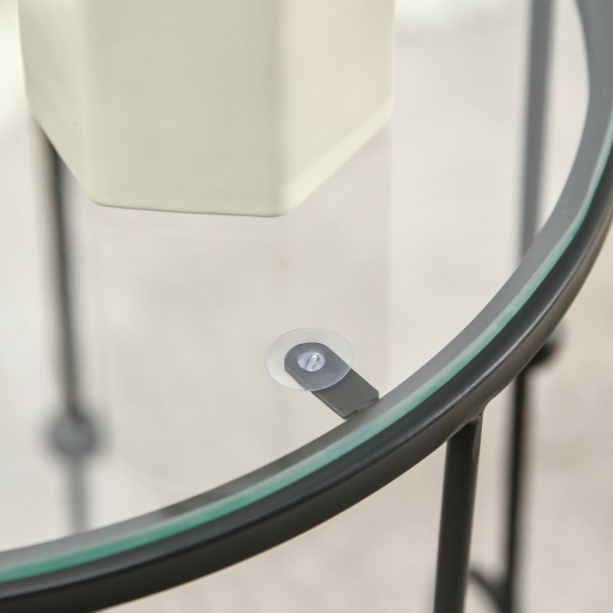 easycomfort easycomfort set di 2 tavolini da caffe impilabili in metallo e vetro temperato 41x57cm e 36x51cm nero