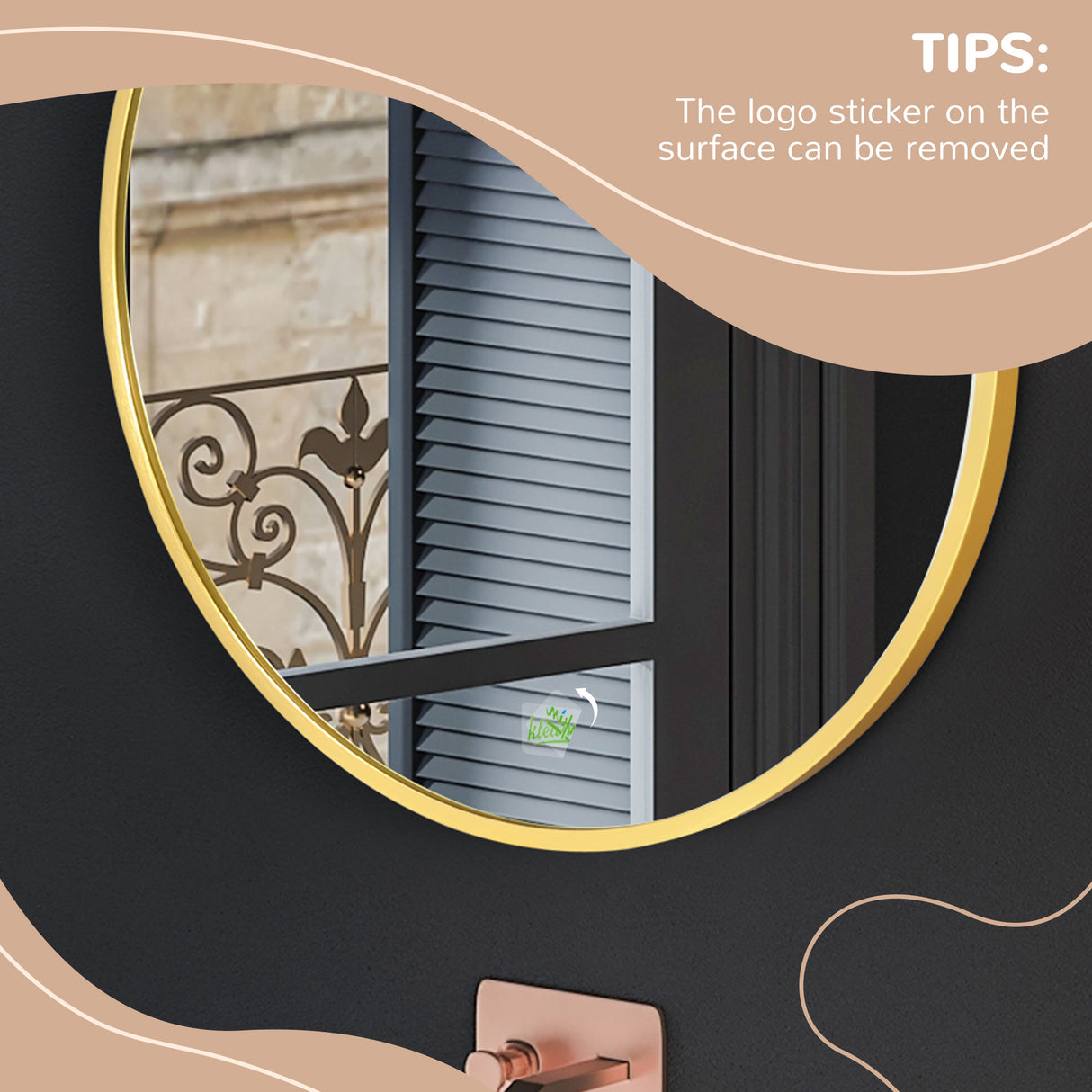 easycomfort easycomfort specchio bagno rotondo con cornice da parete in lega di alluminio 50x2cm oro