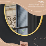 easycomfort easycomfort specchio bagno rotondo con cornice da parete in lega di alluminio 50x2cm oro