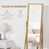 easycomfort easycomfort specchio da terra con cassetto in mdf e bambu 45x30x160 cm bianco e color legno