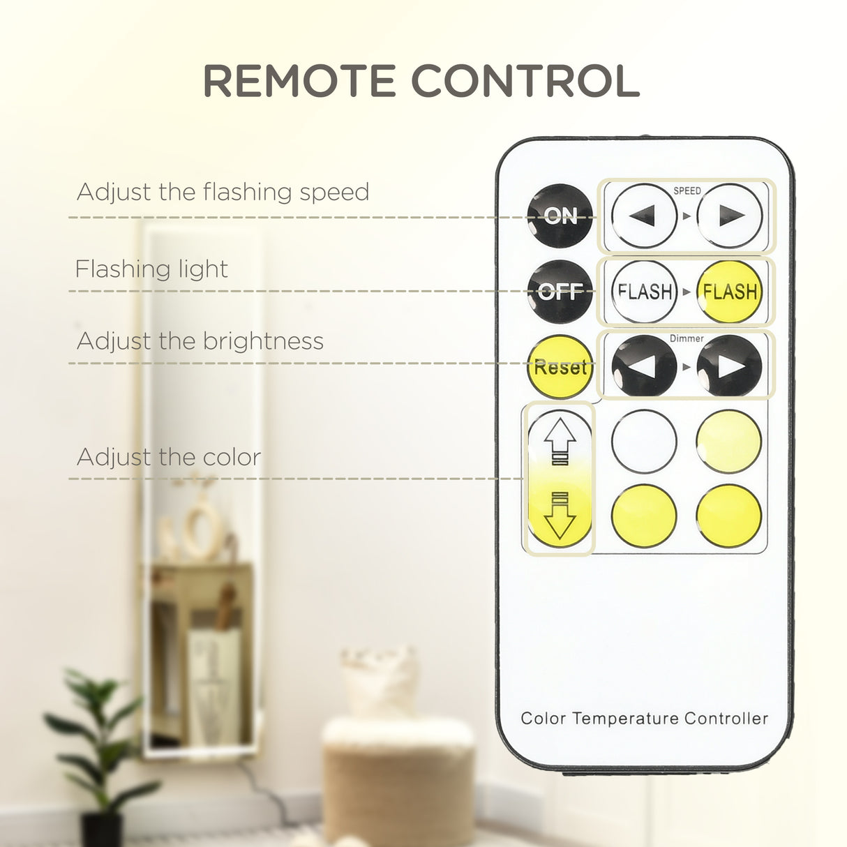 easycomfort easycomfort specchio da terra e da parete con luce led regolabile e telecomando 40x37x156 5cm