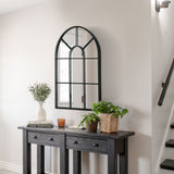 easycomfort easycomfort specchio moderno a parete e a forma di arco 70x50 cm per camera da letto e soggiorno in metallo nero e vetro