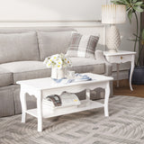 easycomfort easycomfort tavolino da salotto con ampio ripiano portaoggetti inferiore in legno 94x44x43cm bianco ean 8054144137254