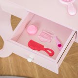 easycomfort easycomfort tavolo trucco per bambini con sgabello in legno toeletta con specchio e cassetto 60x36x88cm rosa