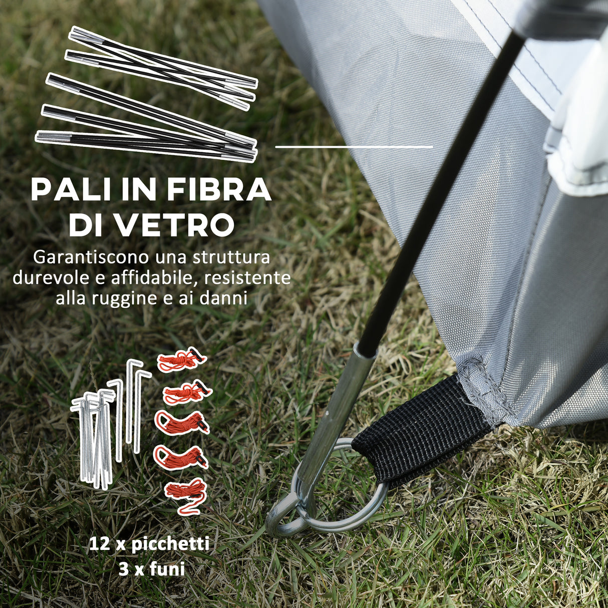 easycomfort easycomfort tenda da campeggio in poliestere e tessuto oxford con gancio interno e finestre a rete 265x140x95 cm