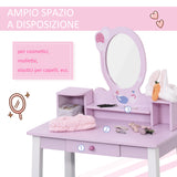 easycomfort easycomfort toeletta per bambine 3 anni in legno set tavolo da trucco giocattolo con specchio e sgabello rosa