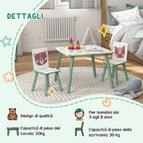 easycomfort easycomfortzonekiz set tavolo e sedie 3 pezzi per bambini 3 8 anni in mdf e legno di pino verde