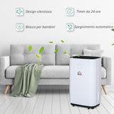 easycomfort deumidificatore da 25l 3 modalita e 2 velocita timer 24h design silenzioso 33.5x23x57cm bianco