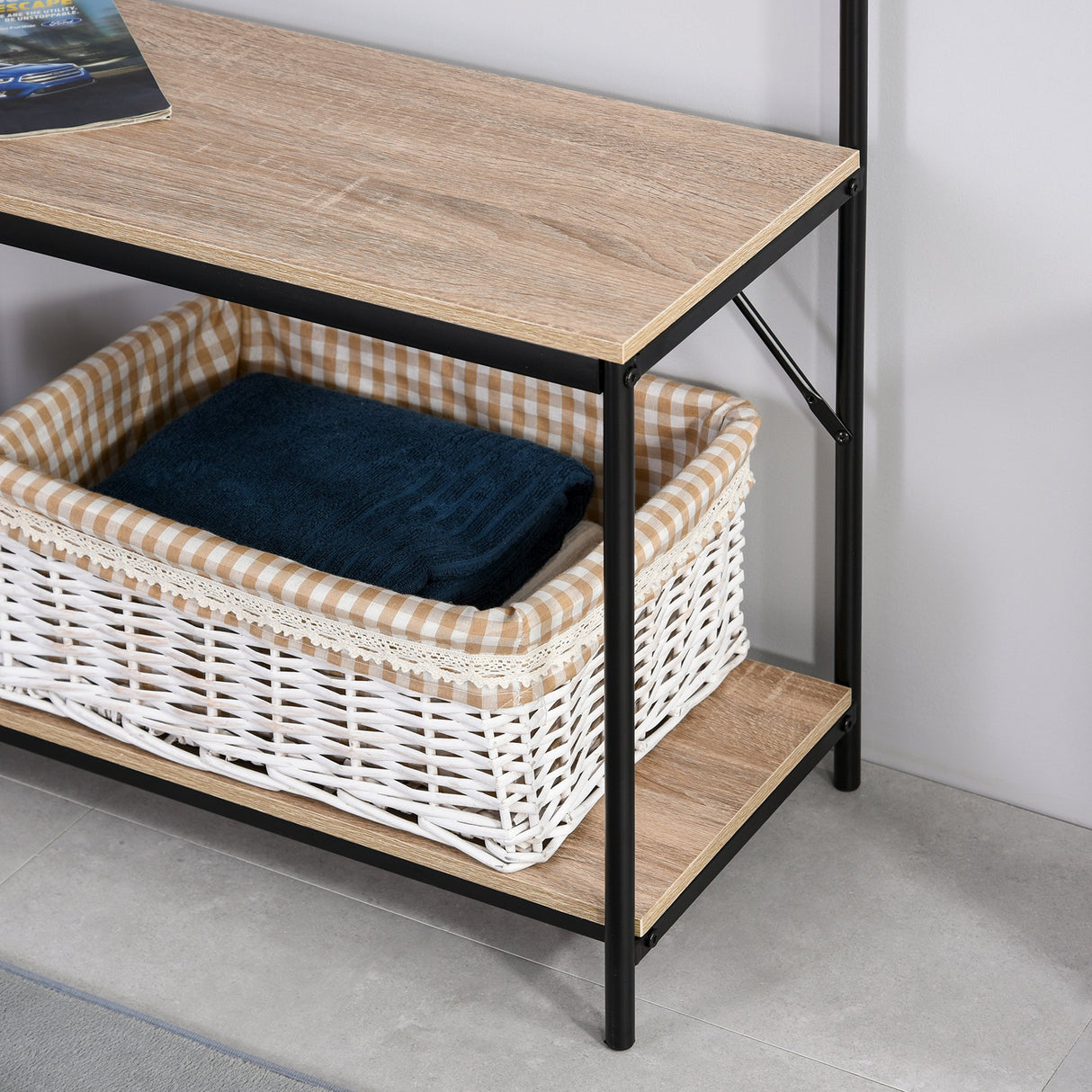 easycomfort easycomfort appendiabiti con panca e scarpiera in stile industriale mobile per ingresso vintage in legno e acciaio nero ean 8054111842228