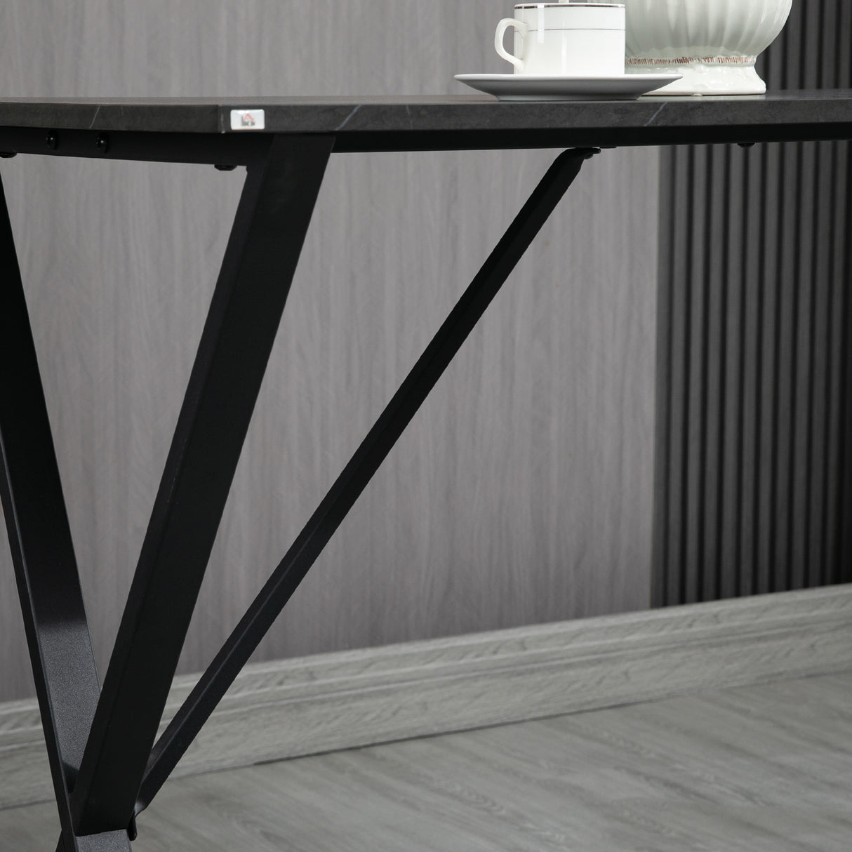 easycomfort easycomfort bancone bar tavolo alto stile industriale effetto marmo legno e acciaio 120x60x102 cm nero