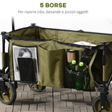 easycomfort easycomfort carrello da giardino 125l pieghevole con maniglia e 5 sacche 108x55x93 cm verde