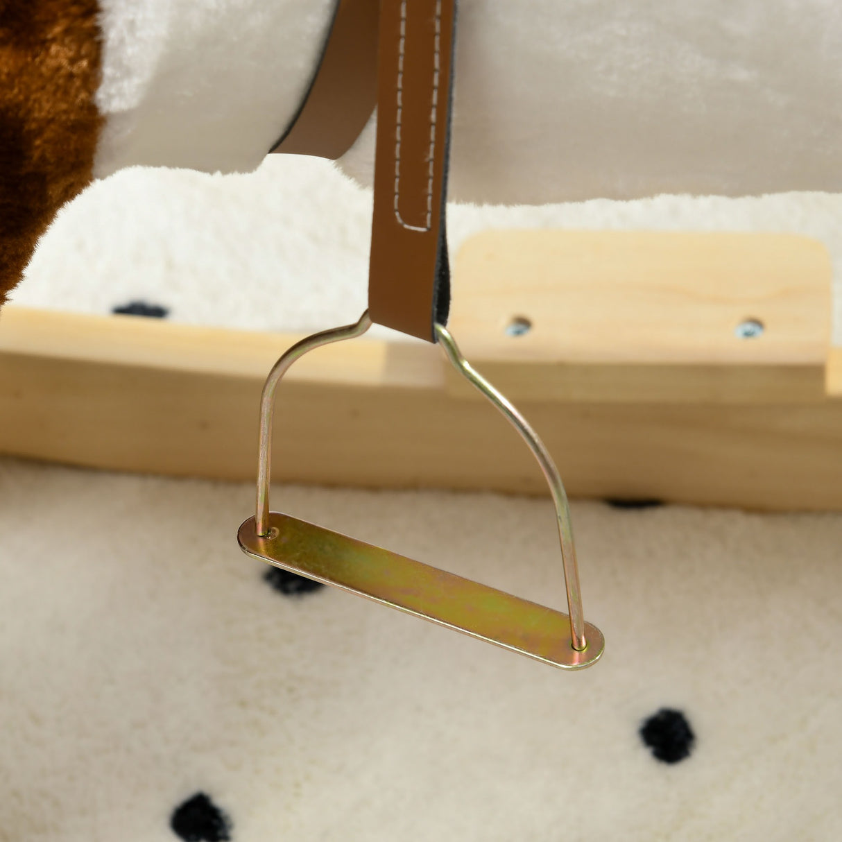 easycomfort easycomfort cavallino a dondolo per bambini da 3 6 anni in peluche con suoni 68x26x62cm marrone