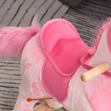 easycomfort easycomfort cavallo a dondolo per bambini 36 72 mesi unicorno a dondolo con suoni in legno e peluche rosa 74x33x62cm
