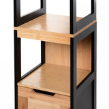 easycomfort easycomfort colonna bagno con 2 cassetti e 3 vani aperti in legno mdf e bambu 30x30x144 3 cm