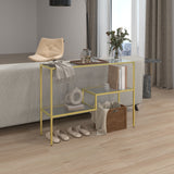 easycomfort easycomfort consolle da ingresso a 3 ripiani in acciaio e vetro temperato 100x32x76 cm oro