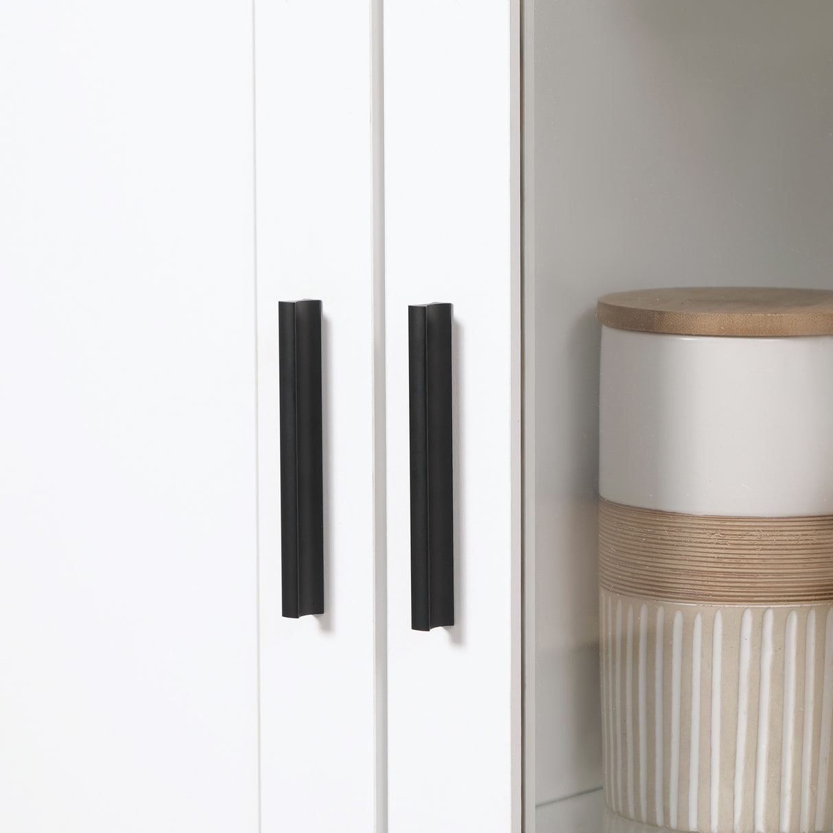 easycomfort easycomfort credenza moderna a 2 ante con mensole regolabili in legno e vetro 76x36x160cm bianco