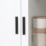 easycomfort easycomfort credenza moderna a 2 ante con mensole regolabili in legno e vetro 76x36x160cm bianco