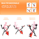 easycomfort easycomfort cyclette pieghevole 2 in 1 resistenza magnetica regolabile 8 livelli bici da fitness con sensore di frequenza cardiaca elastici per braccia schermo lcd rosso