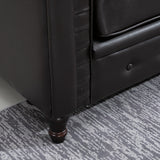 easycomfort easycomfort divano 2 posti in stile chesterfield in pelle pu con cuscino rimovibile 160x84x80 cm nero