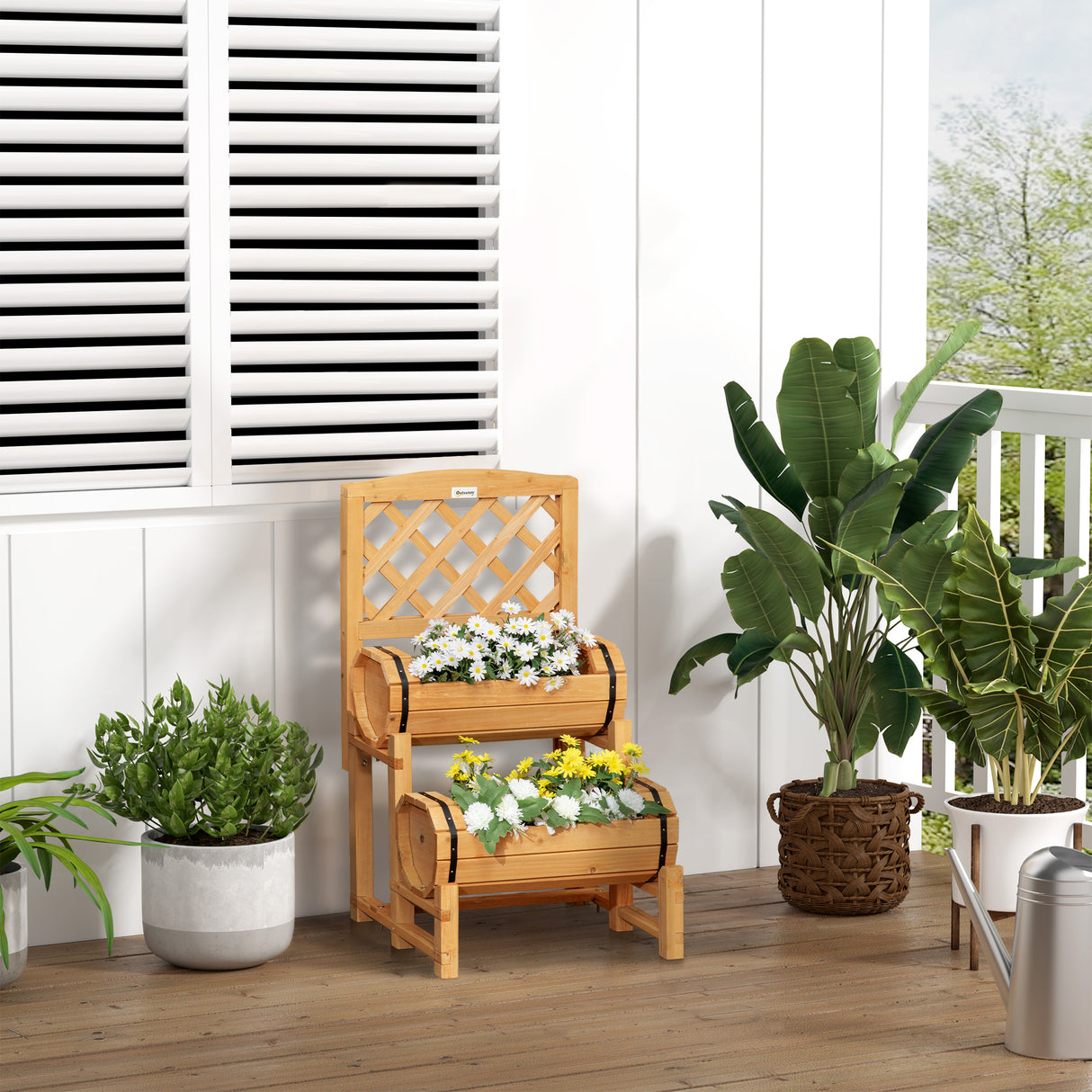 easycomfort easycomfort fioriera da esterno a mezza botte in legno dabete con design verticale rialzato 45x45x80 cm