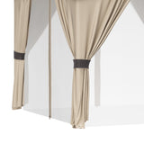 easycomfort easycomfort gazebo da giardino 3x3m in acciaio con doppio tettuccio e tende beige e grigio