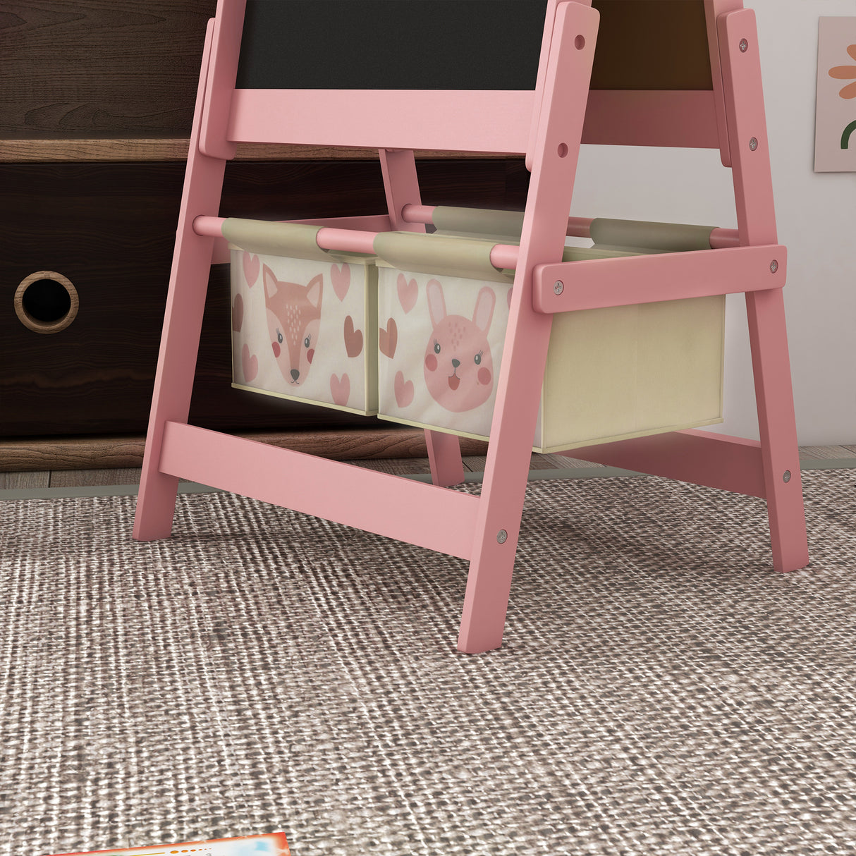 easycomfort easycomfort lavagna per bambini con cavalletto 3 in 1 e 2 contenitori eta 3 8 anni 54x46 5x93cm rosa