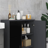 easycomfort easycomfort mobiletto bagno 2 ante in legno con 3 ripiani e chiusura ammortizzata 60x30x82cm nero