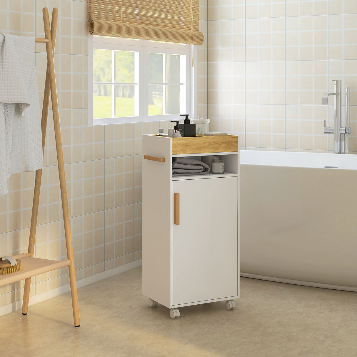 immagine-8-easycomfort-easycomfort-mobiletto-bagno-con-vassoio-rimovibile-ripiano-aperto-e-armadietto-chiuso-in-truciolato-40x30x88-cm-bianco