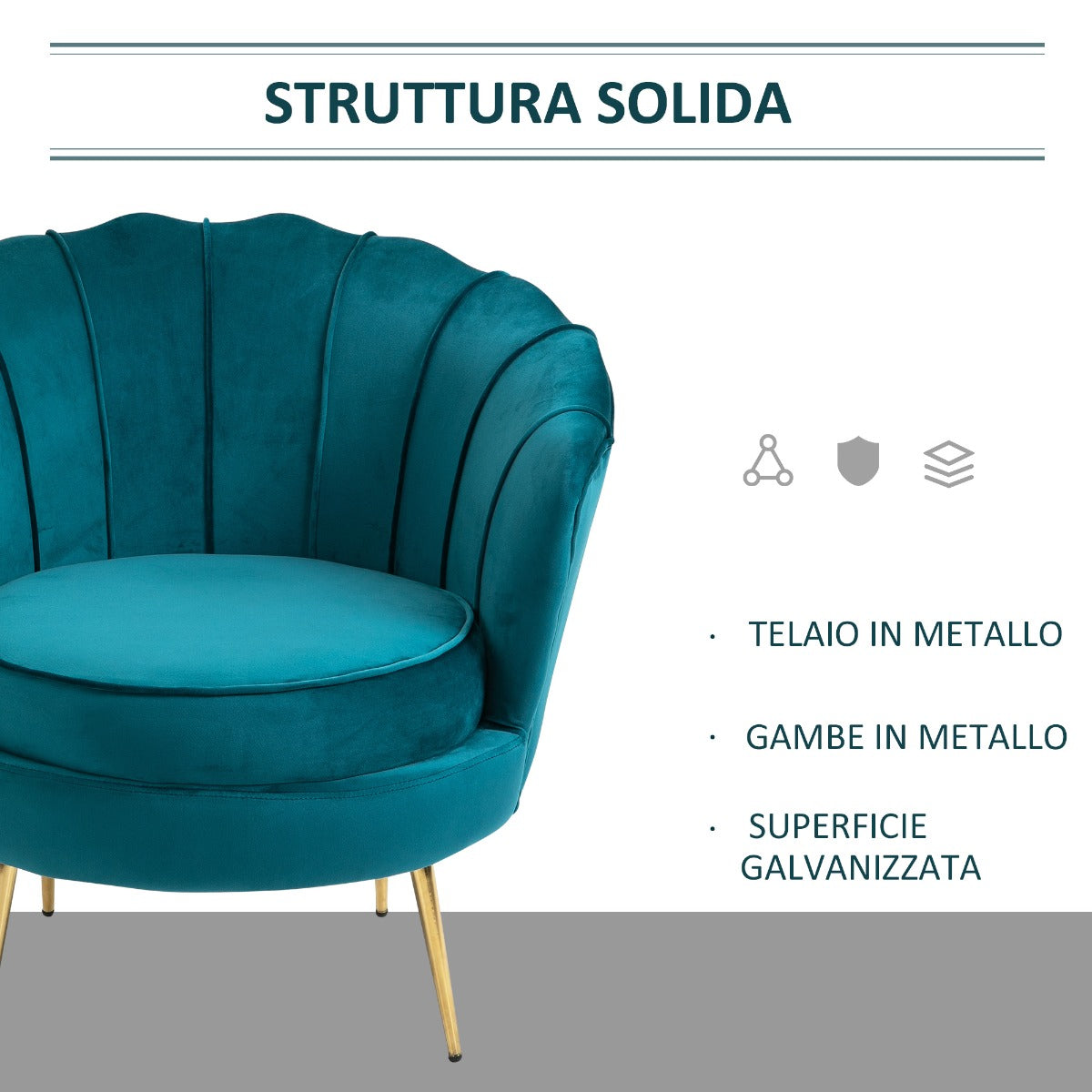 easycomfort easycomfort poltrona di design stile vintage imbottita in velluto 79x77x77cm verde petrolio ean 8054144138367