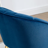 easycomfort easycomfort poltroncina da camera in velluto con gambe in acciaio dorate 65x64x77cm blu scuro