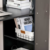 easycomfort easycomfort scrivania pc in legno con 6 ripiani portaoggetti laterali 120x55x120 cm nero