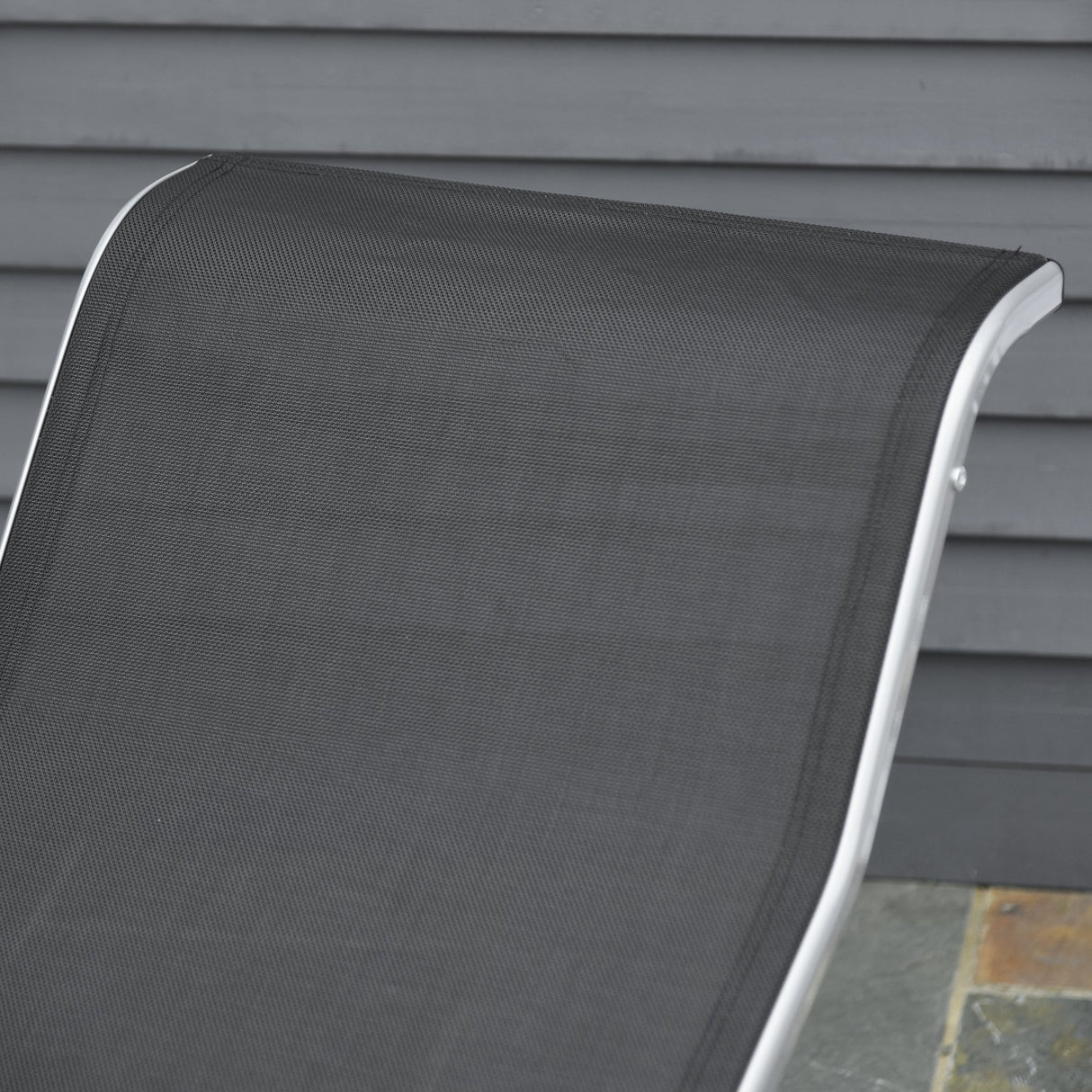 easycomfort easycomfort set 2 sdraio da giardino e tavolino con vetro lettino prendisole con tessuto traspirante 59 x 169 x 66cm nero grigio ean 8054144134192