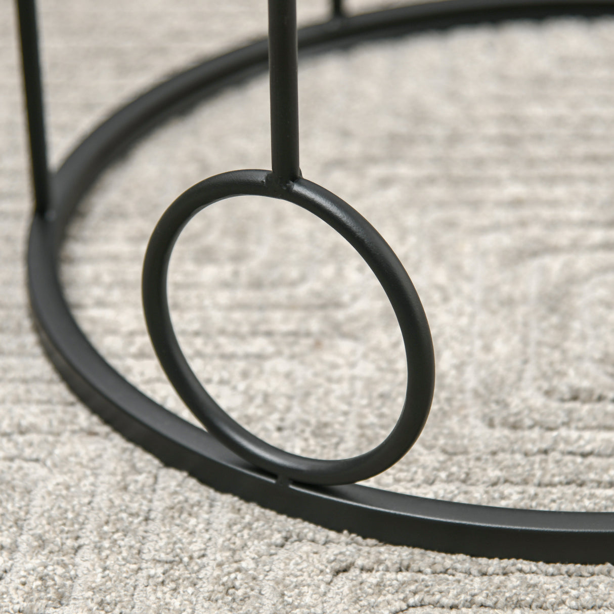 easycomfort easycomfort set di 2 tavolini da caffe impilabili in metallo e vetro temperato 41x57cm e 36x51cm nero