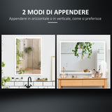 easycomfort easycomfort specchio bagno con luce led funzione anti appannamento e tasti touch 70x50cm argento