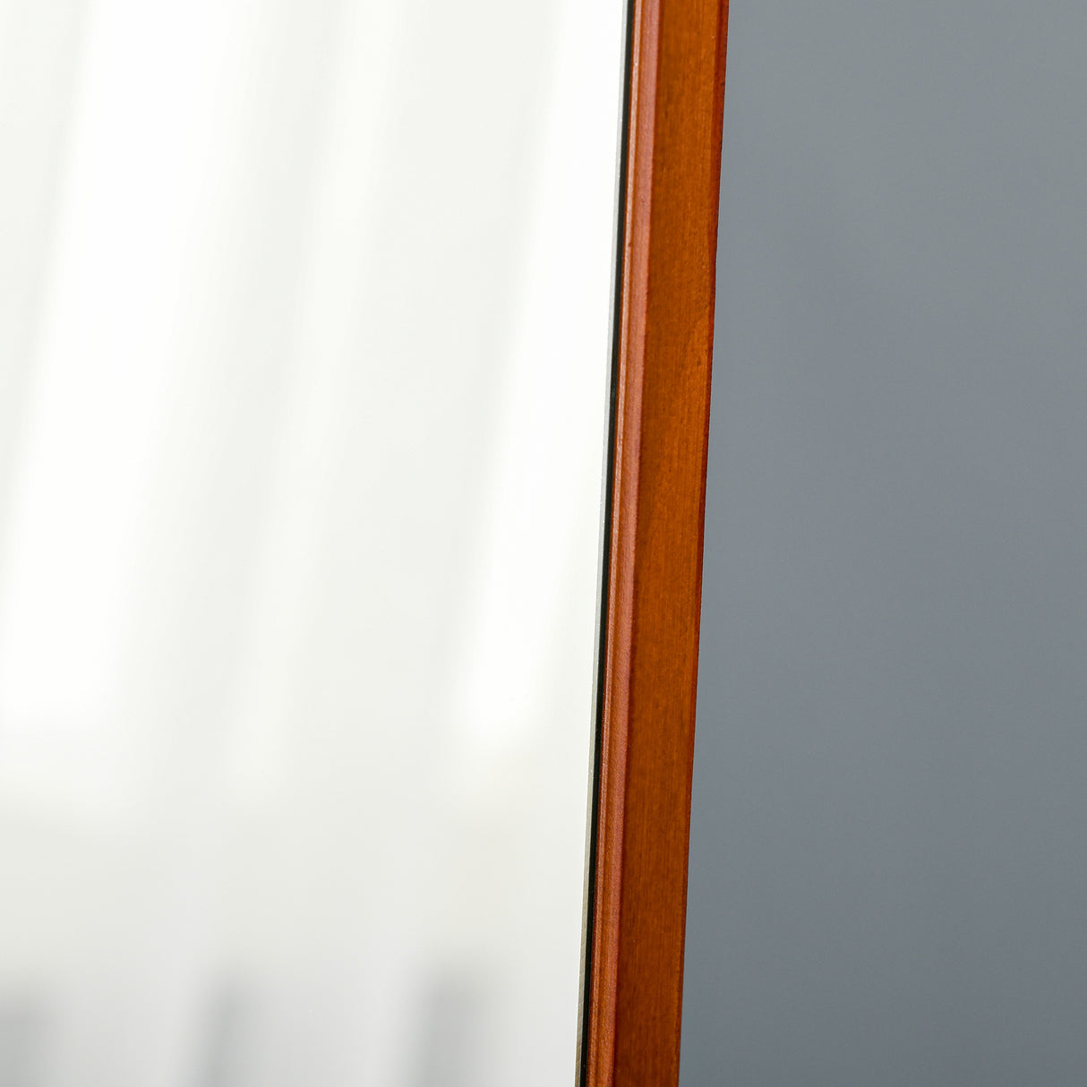 easycomfort easycomfort specchio da terra e da parete con struttura in legno supporto pieghevole con cerniera 37x43x156cm noce chiaro