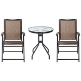easycomfort easycomfort tavolino con 2 sedie set mobili 3pz pieghevole regolabile esterno textilene marrone